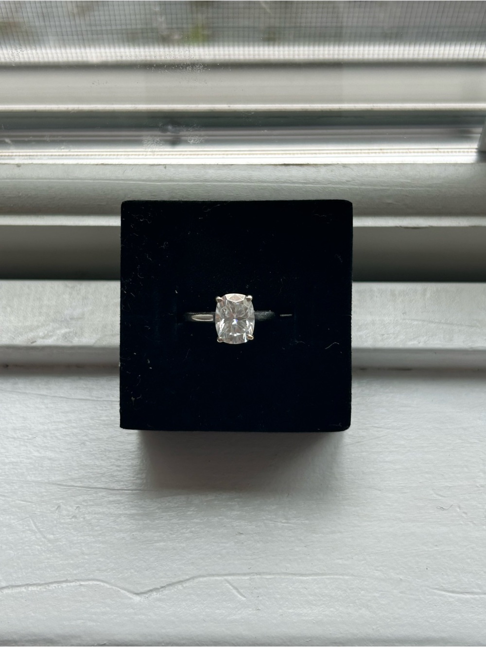 Zhedora elongated cushion moissanite engagement ring